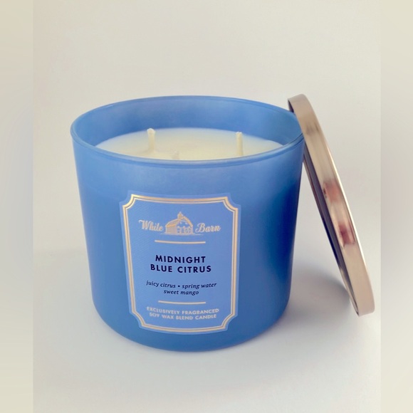💙 BATH & BODY WORKS MIDNIGHT BLUE CITRUS SCENTED 3 WICK CANDLE 🕯️ NWT ‼️ - Picture 3 of 7